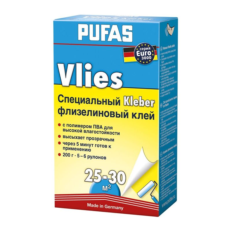 Клей для обоев флизелиновый Pufas Euro 3000 Vlies Kleber (0,2 кг) тов-014379