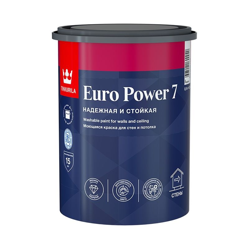 Краска моющаяся Tikkurila Euro Power 7 основа А матовая (0,9 л) тов-025805