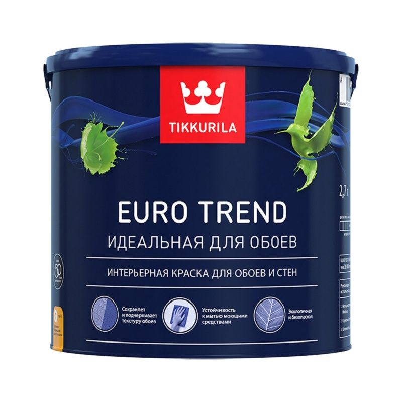 Краска для обоев и стен Tikkurila Euro Trend А матовая (2,7 л) тов-171869