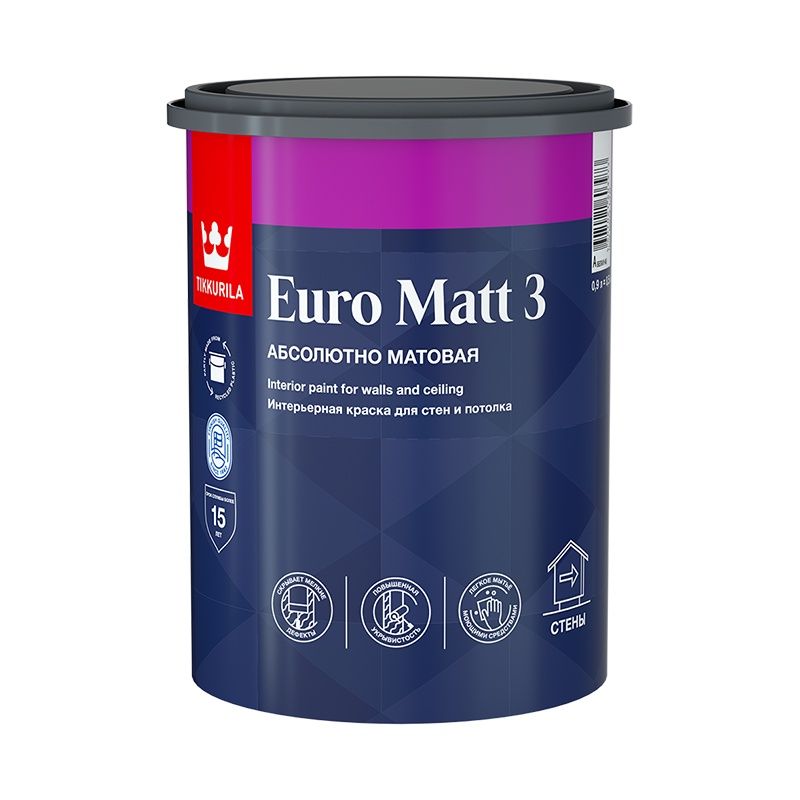 Краска интерьерная Tikkurila Euro Matt 3 основа А глубоко матовая (0,9 л) тов-124789