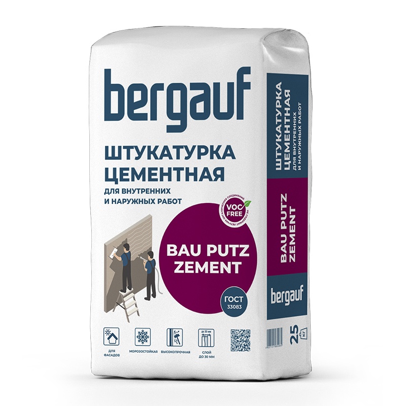 Штукатурка цементная фасадная Bergauf Bau Putz Zement, 25 кг тов-167969