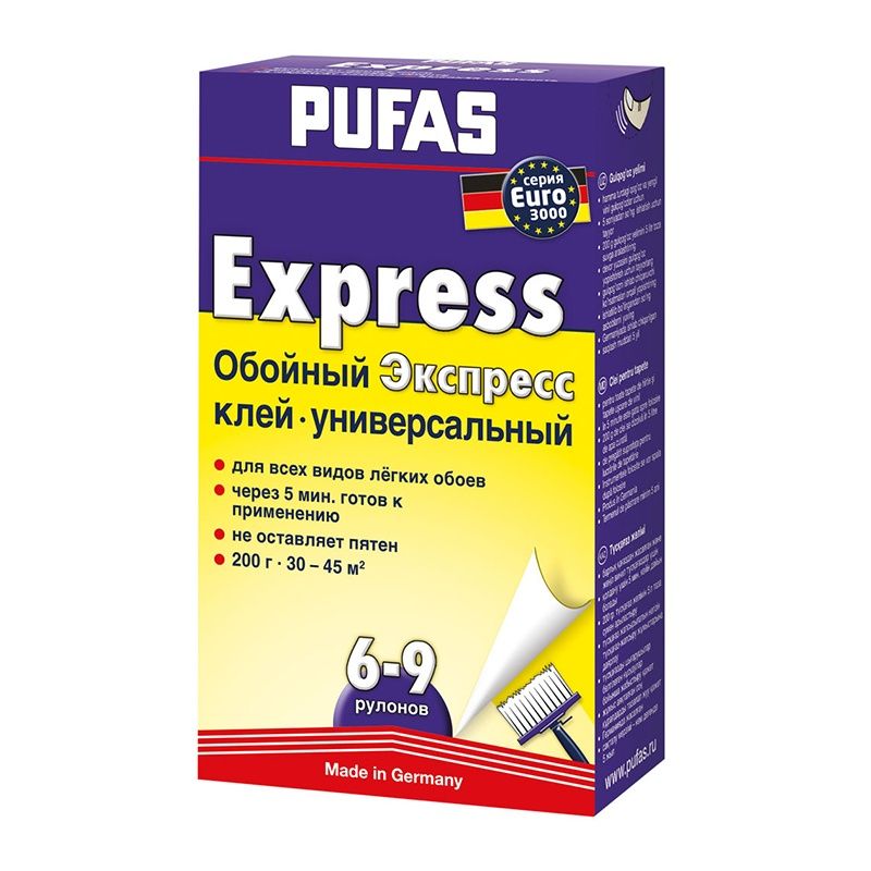 Клей экспресс быстрорастворимый Pufas Euro 3000 Express N051 (0,2 кг) тов-014376