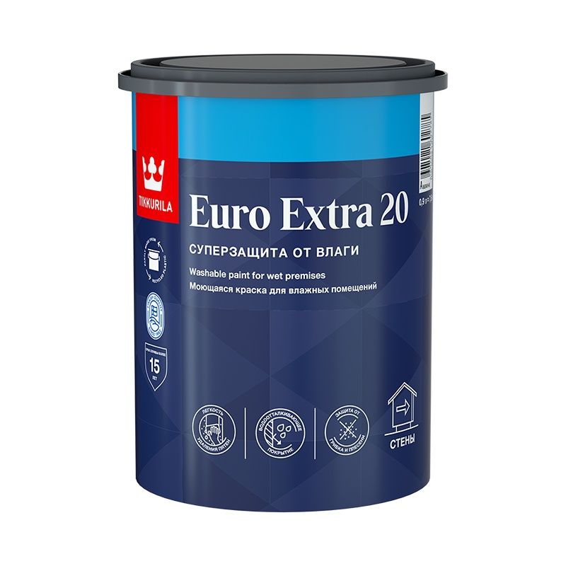 Краска для влажных помещений Tikkurila Euro Extra 20 A полуматовая (0,9 л) тов-103928