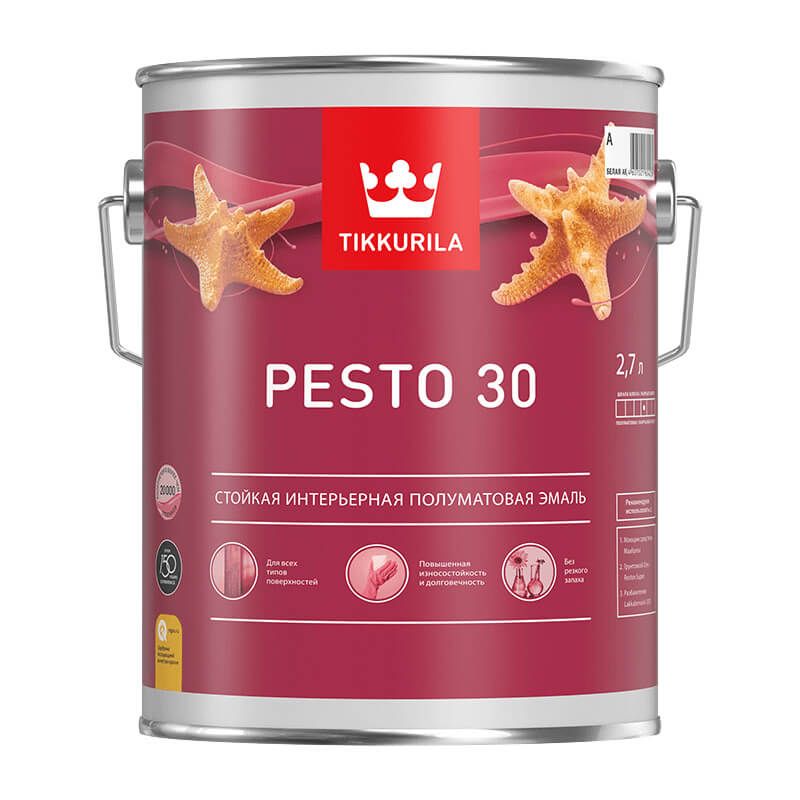 Краска алкидная Tikkurila Euro Pesto 30 A полуматовая (2,7 л) тов-023998