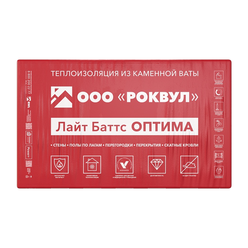 Утеплитель Rockwool Лайт Баттс Оптима 1000х600х50 мм, 10 шт тов-216420