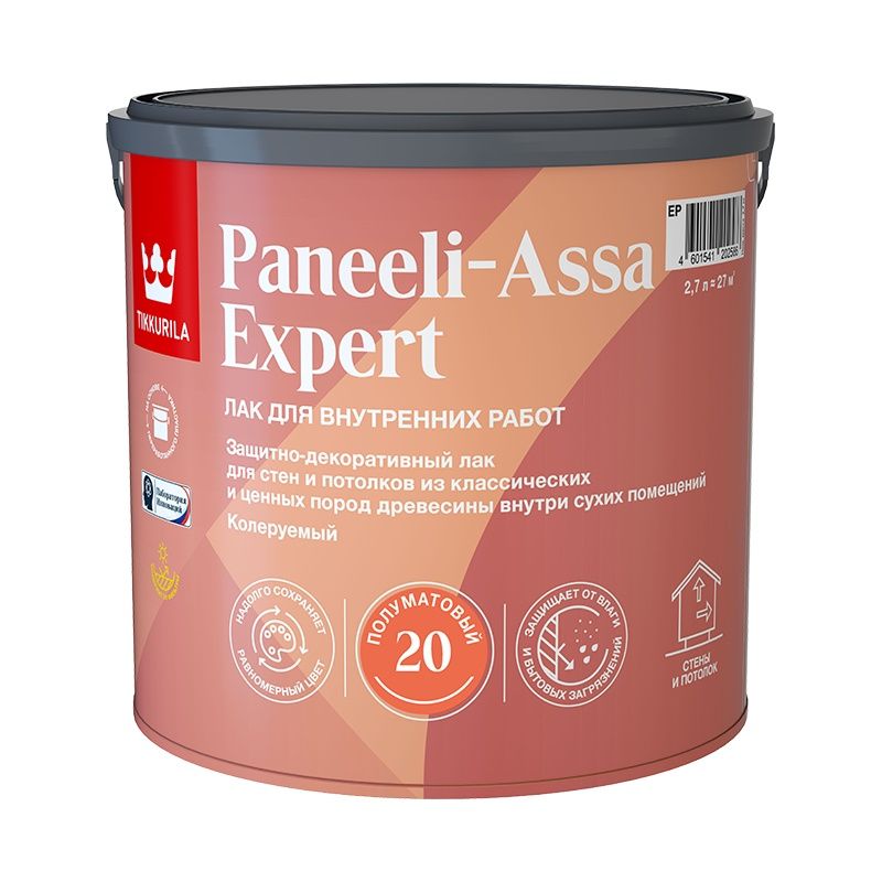 Лак в/д интерьерный для стен Tikkurila Panelli-Assa Expert ЕР п/мат. (2,7 л) тов-136695