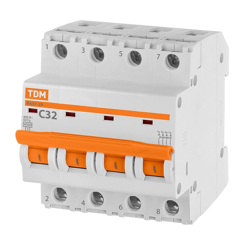 Выключатель автоматический TDM ВА 47-29, 4,5кА, С 32А, 4П тов-222876