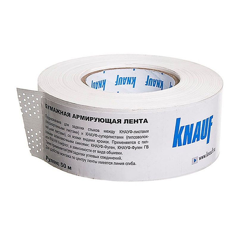 Лента бумажная для швов ГКЛ Knauf, 50 м тов-138213