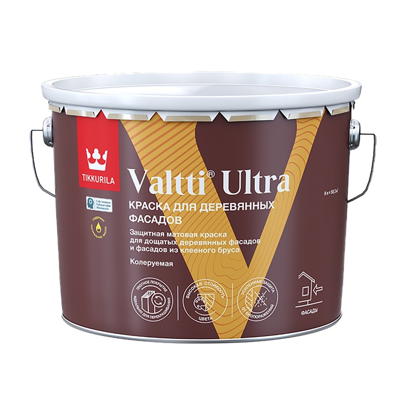 Краска для деревянных фасадов Tikkurila Valtti Ultra основа A матовая (9 л) тов-218755