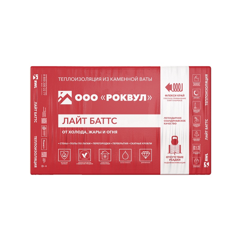 Утеплитель Rockwool Лайт Баттс 1000х600х50 мм, 10 шт тов-015330