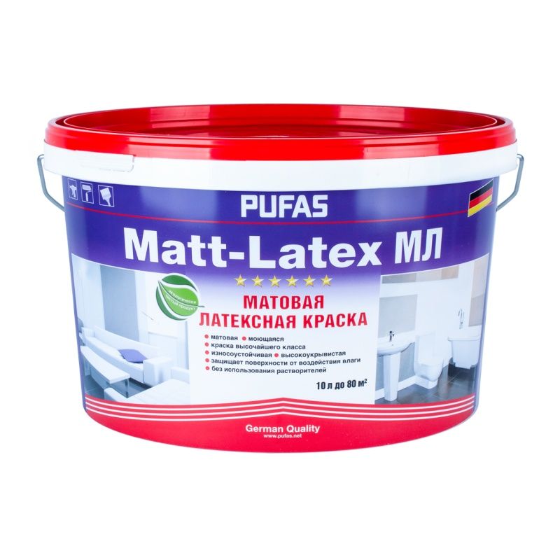 Краска моющаяся латексная Pufas Matt-Latex основа А матовая (10 л) тов-042473