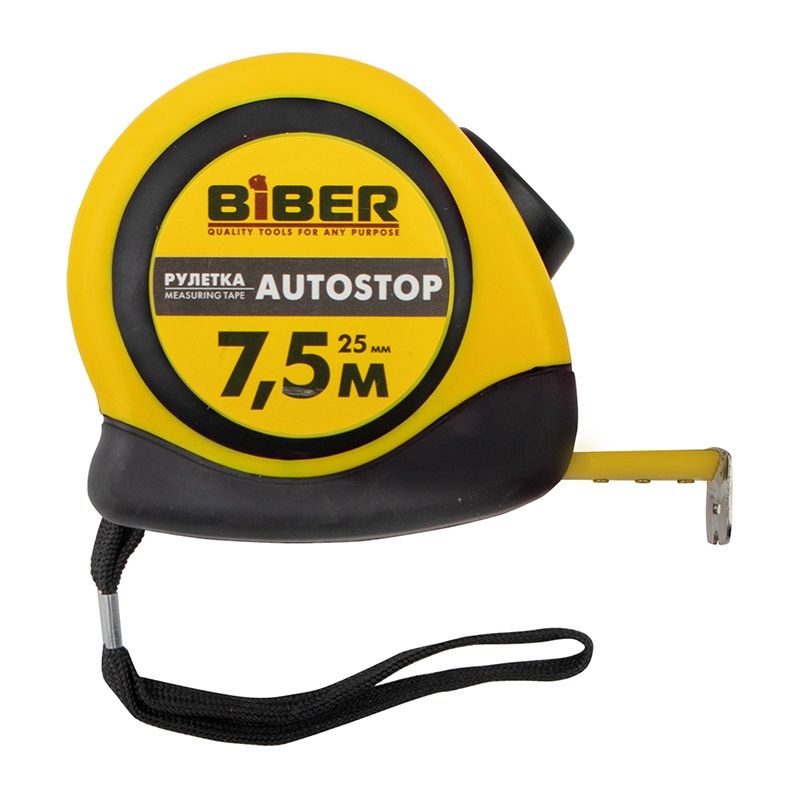 Рулетка Biber (Бибер) 40074 Autostop 7,5 м/25 мм тов-173004