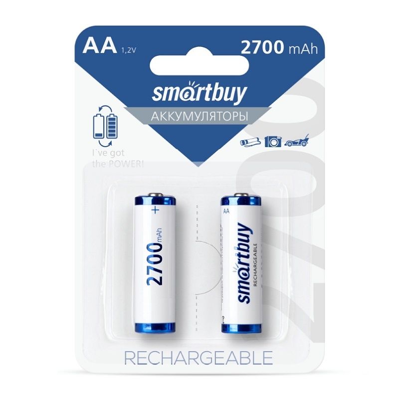 Аккумулятор Ni-Mh Smartbuy, тип АА, 1,2 В, 2,7А*ч (уп. 2 шт.) тов-224273