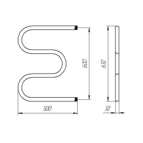 Полотенцесушитель М-образный, 600х500 мм, НР 1" тов-100701