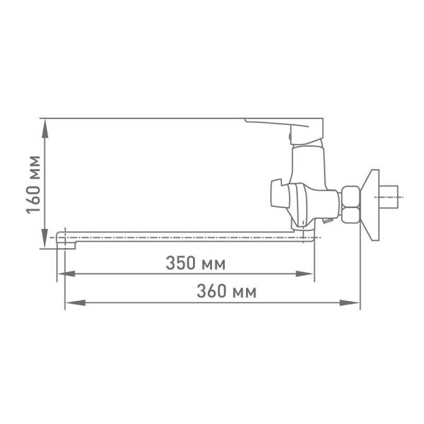 Смеситель для ванны Mix&Fix Flash 5107 с аксессуарами, L- излив 350мм тов-210066