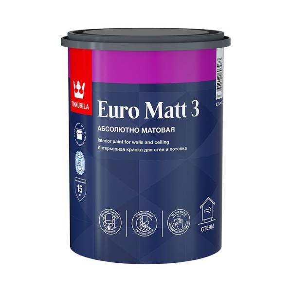 Краска интерьерная Tikkurila Euro Matt 3 основа А глубоко матовая (0,9 л) тов-124789