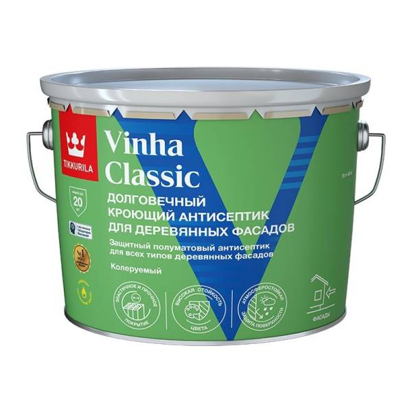 Антисептик кроющий Tikkurila Vinha Classic VVA полуматовый (9 л) тов-110687