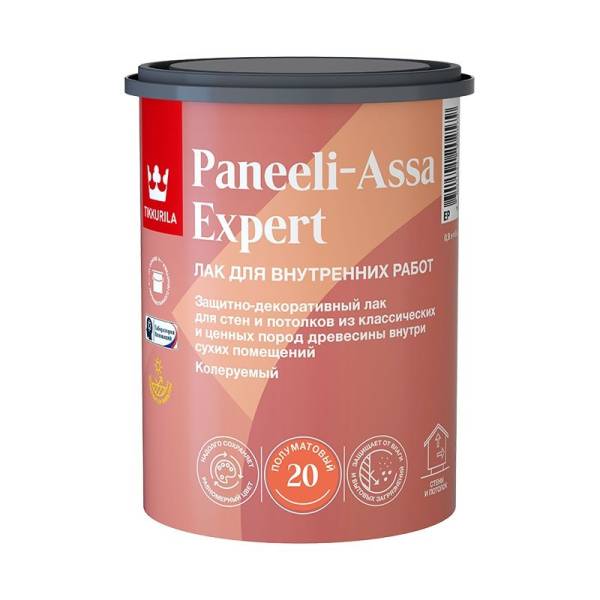 Лак в/д интерьерный для стен Tikkurila Panelli-Assa Expert ЕР п/мат. (0,9 л) тов-136694