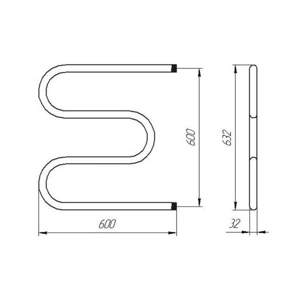 Полотенцесушитель М-образный, 600х600 мм, НР 1" тов-100700