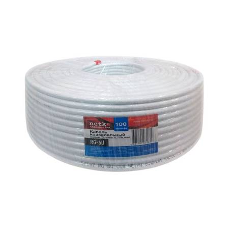 Кабель TV коаксиальный RG-6, 75 Ом, белый (бухта-100 п.м.) тов-169437. Артикул 