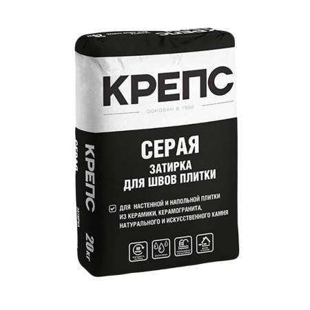 Затирка Крепс влагостойкая серая, 20 кг тов-148739. Артикул 