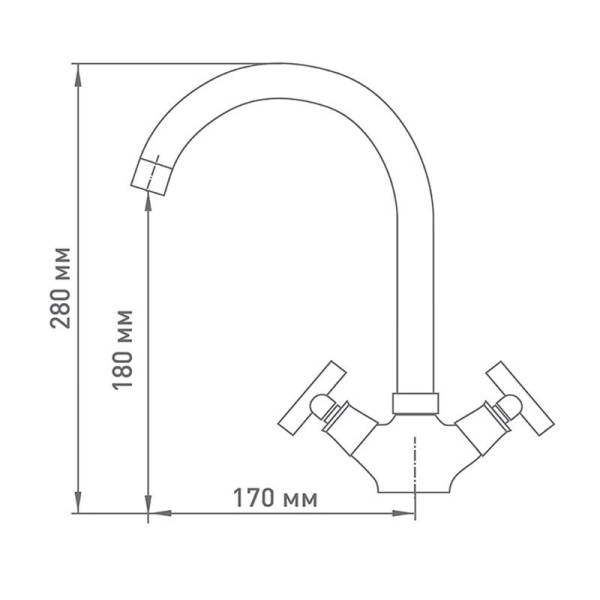 Смеситель для кухни Mix&Fix Soffron 7505-02, с U-изливом тов-174019