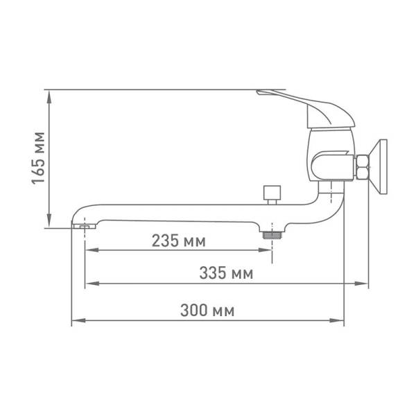 Смеситель для ванны Mix&Fix Zefir 1107 с аксессуарами, L- излив 300мм тов-150833