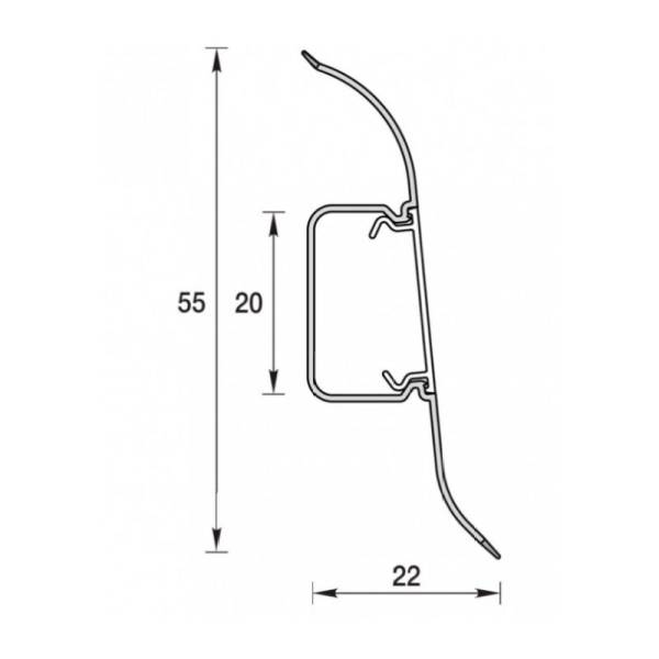 Плинтус Ideal Классик, с кабель-каналом, падук, 55 мм (2,2 м) тов-220677