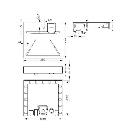 Раковина Sanita Luxe Space 55, 600x550х100 мм тов-156429. Артикул 