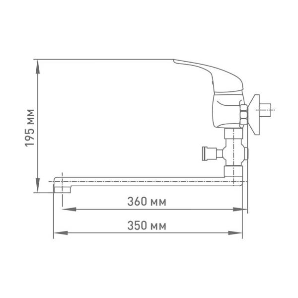 Смеситель для ванны Mix&Fix Jota 4407-03 с аксессуарами, L- излив 350мм тов-146693