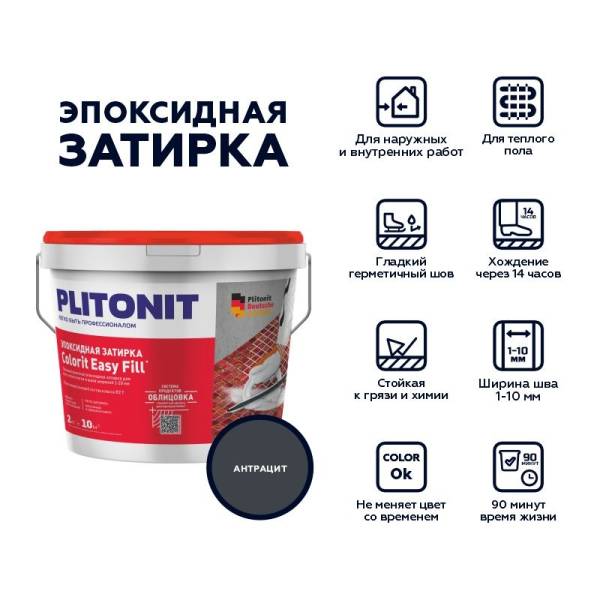 Затирка эпоксидная Plitonit Colorit Easy Fill антрацит, 2 кг тов-214663