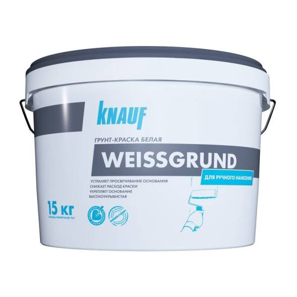 Грунт-краска Knauf Weissgrund, высокоукрывистая, фактурная (15 кг) тов-224189