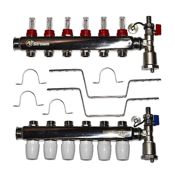 Группа коллекторная в сборе 1"x3/4", 6 выходов, 90 гр, 8 бар тов-168125