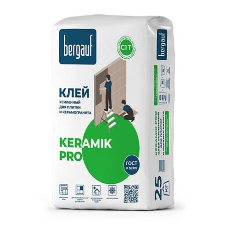 Клей для плитки Bergauf Keramik Pro С1T, усиленный (25 кг) тов-167957. Артикул 