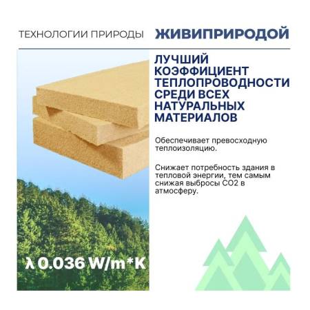 Утеплитель хвойный Beltermo ЖивиПриродой 1000х600х50мм (уп.9 шт) (5,4 м2) тов-224868. Артикул 