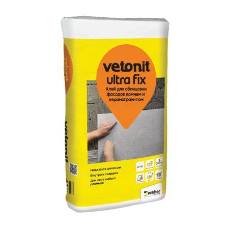 Клей для плитки Vetonit Ultra Fix, эластичный, высокодеформативный  (25 кг) тов-043530. Артикул 