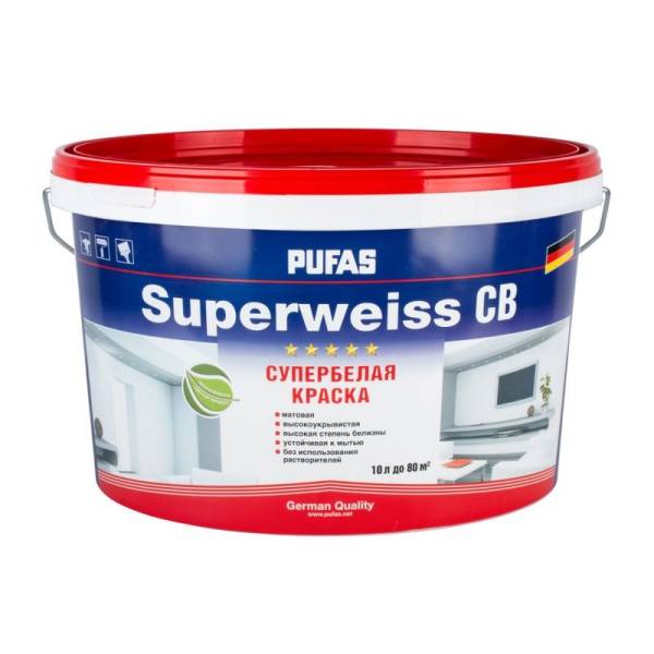 Краска интерьерная супербелая Pufas Superweiss (10 л) тов-042470