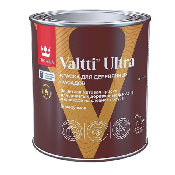 Краска для деревянных фасадов Tikkurila Valtti Ultra основа С матовая (0,9 л) тов-218756