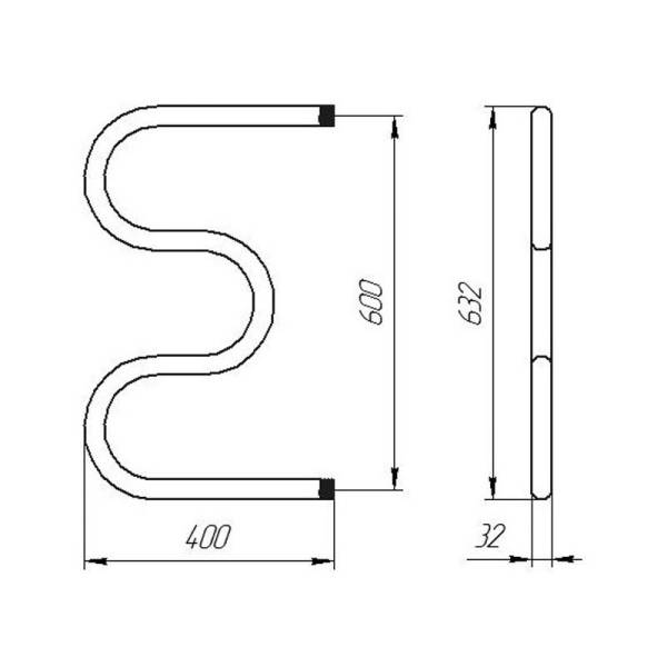 Полотенцесушитель М-образный, 600х400 мм, НР 1" тов-076449