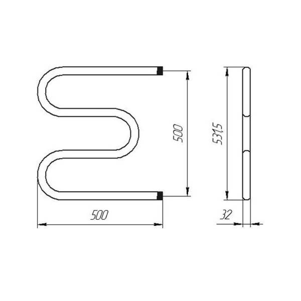 Полотенцесушитель М-образный, 500х500 мм, НР 1" тов-096879