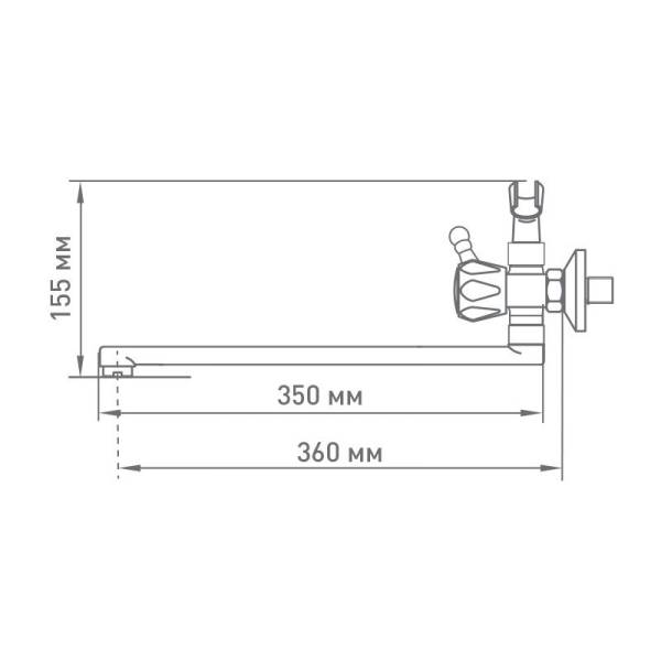 Смеситель для ванны Mix&Fix Petit 1407-03 с аксессуарами, L- излив 350мм тов-146692