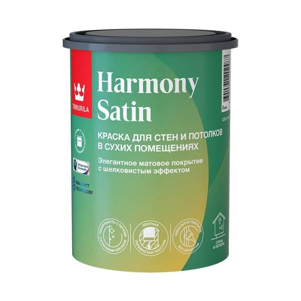 Краска интерьерная Tikkurila Harmony Satin основа А матовая (0,9 л) тов-024005