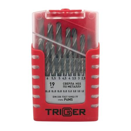 Набор сверл по металлу Trigger (Триггер) 74343 P6M5 1-10 мм (набор 19 шт.) тов-155653. Артикул 