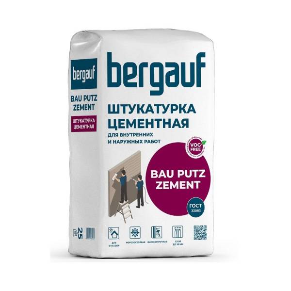 Штукатурка цементная фасадная Bergauf Bau Putz Zement, 25 кг тов-167969