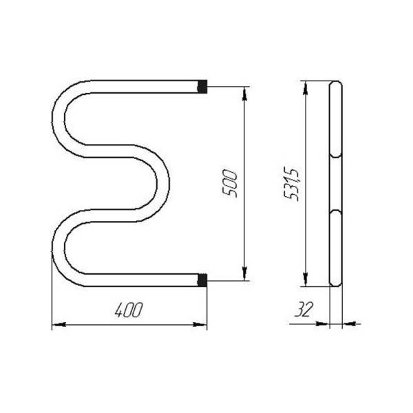 Полотенцесушитель М-образный, 500х400 мм, НР 1" тов-096878